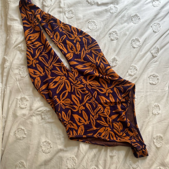 Zara Floral Print Halter Backless Bodysuit - Picture 1 of 2